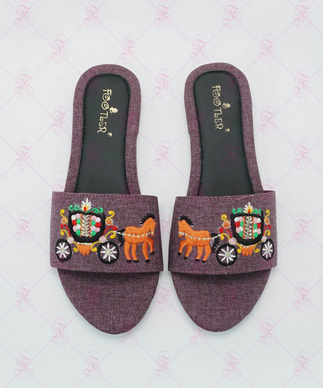 Horse Cart Embroided Flat