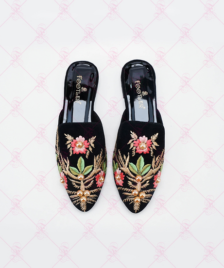 Beads Embroidery Mules