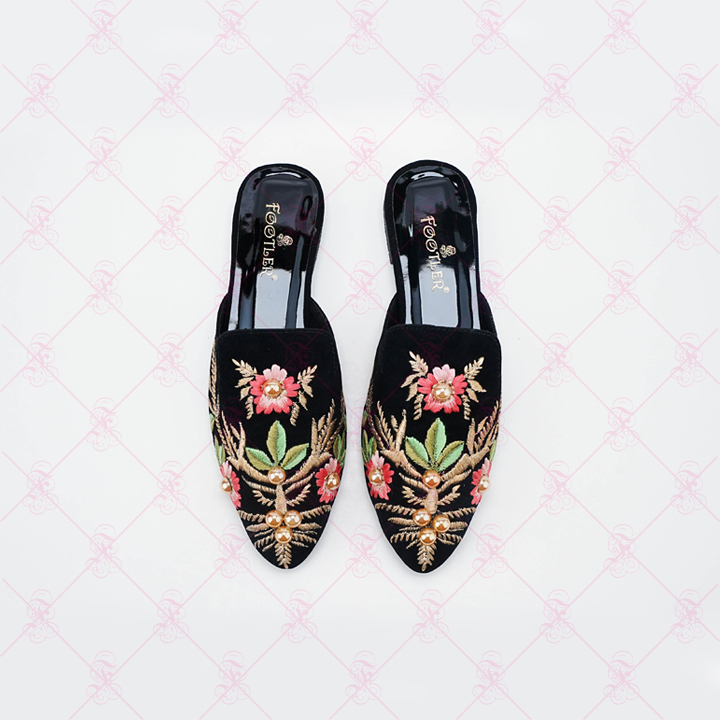 Beads Embroidery Mules