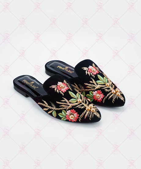 Beads Embroidery Mules
