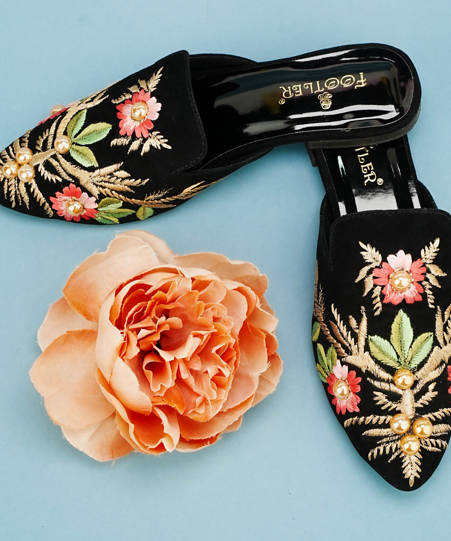 Beads Embroidery Mules