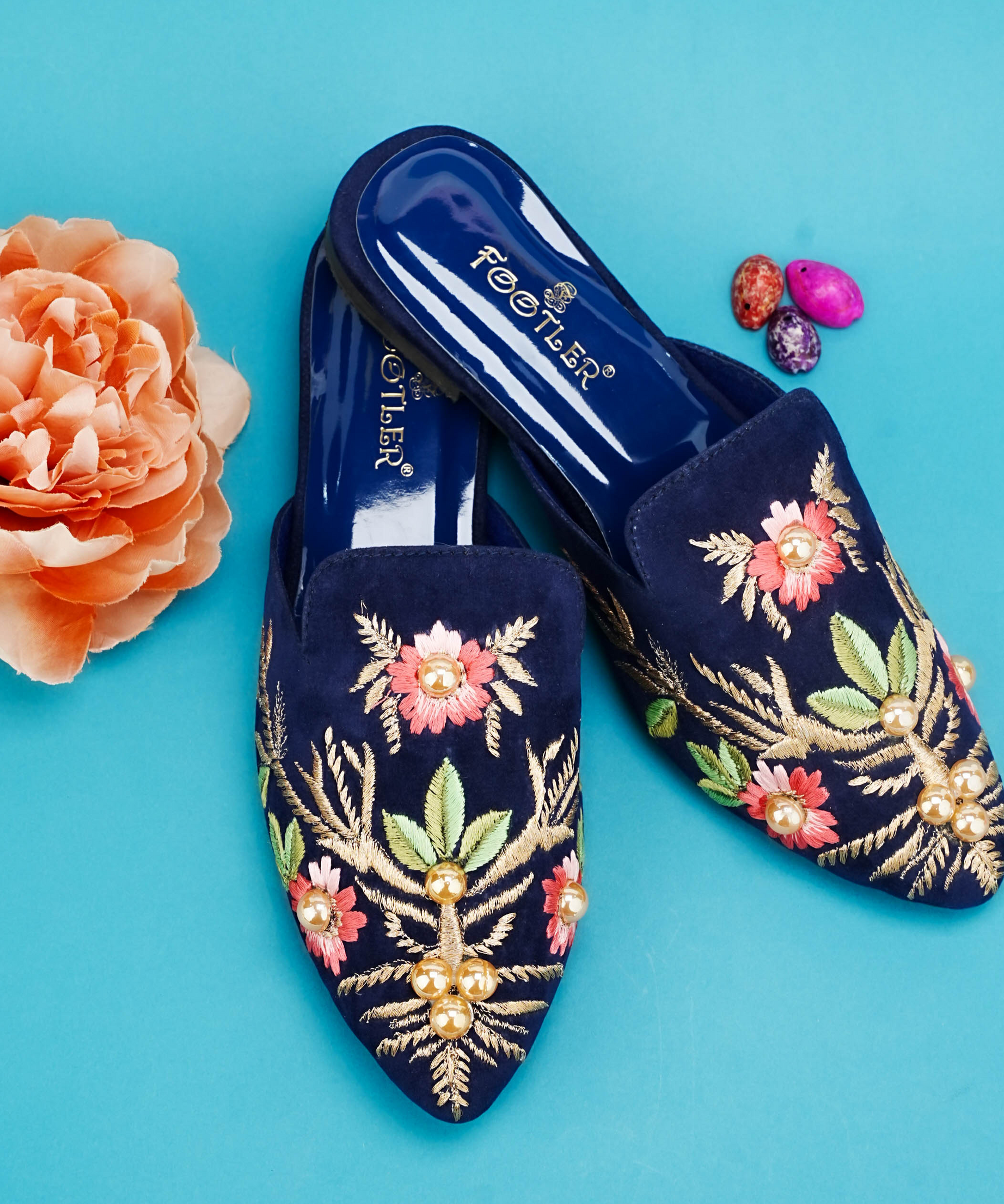 Beads Embroidery Mules