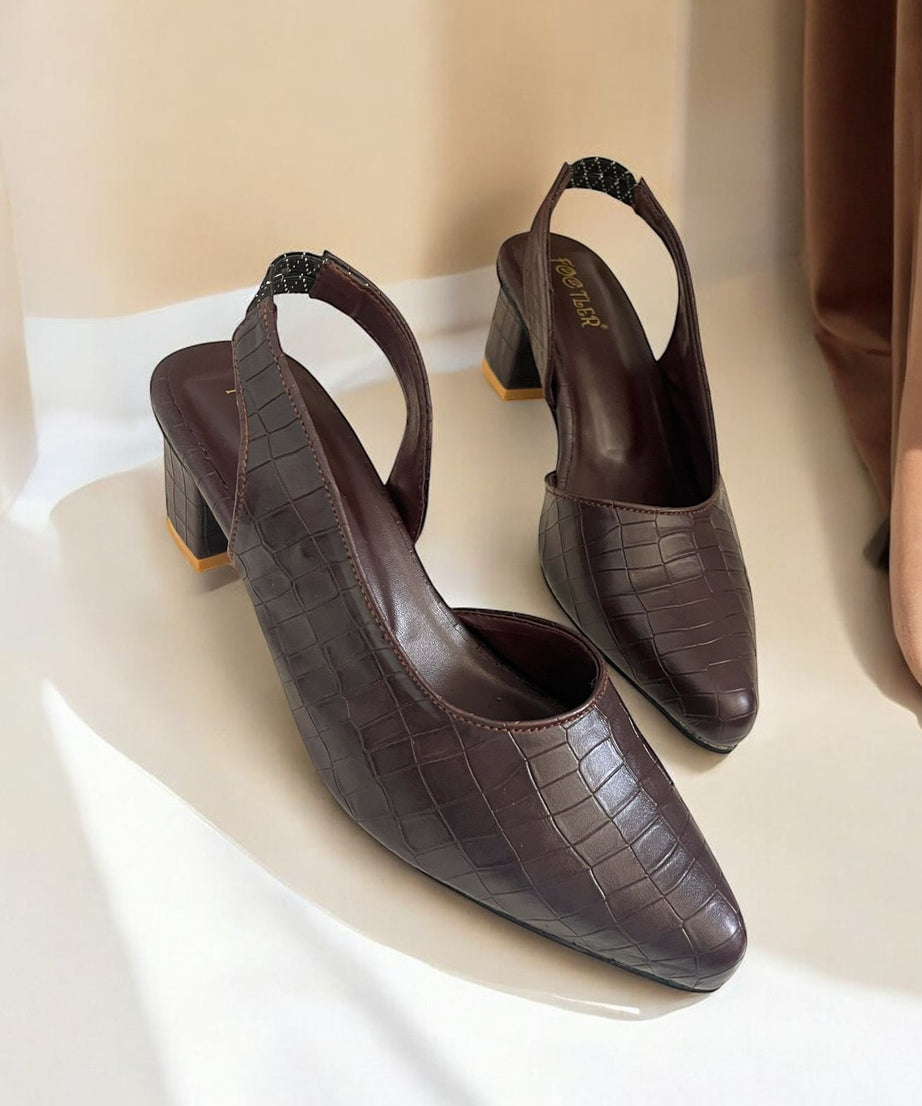 CROCODILE SLINGBACK HEELS