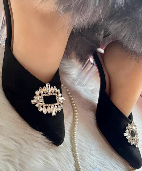 Broach Transparent Heels – Chic Clear Heels with Stylish Broach for Women