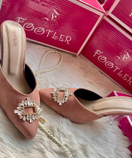 Broach Transparent Heels – Chic Clear Heels with Stylish Broach for Women