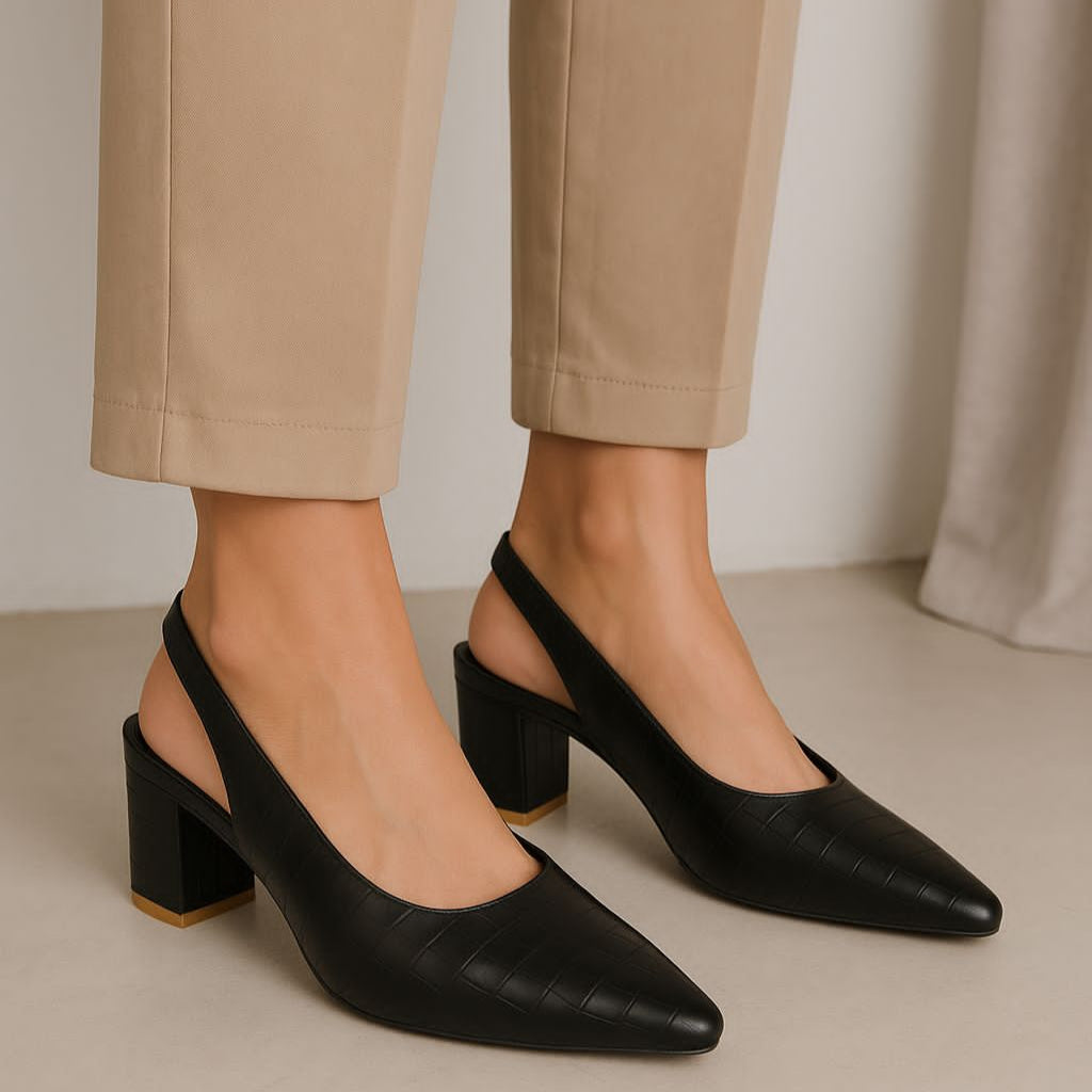 CROCODILE SLINGBACK HEELS