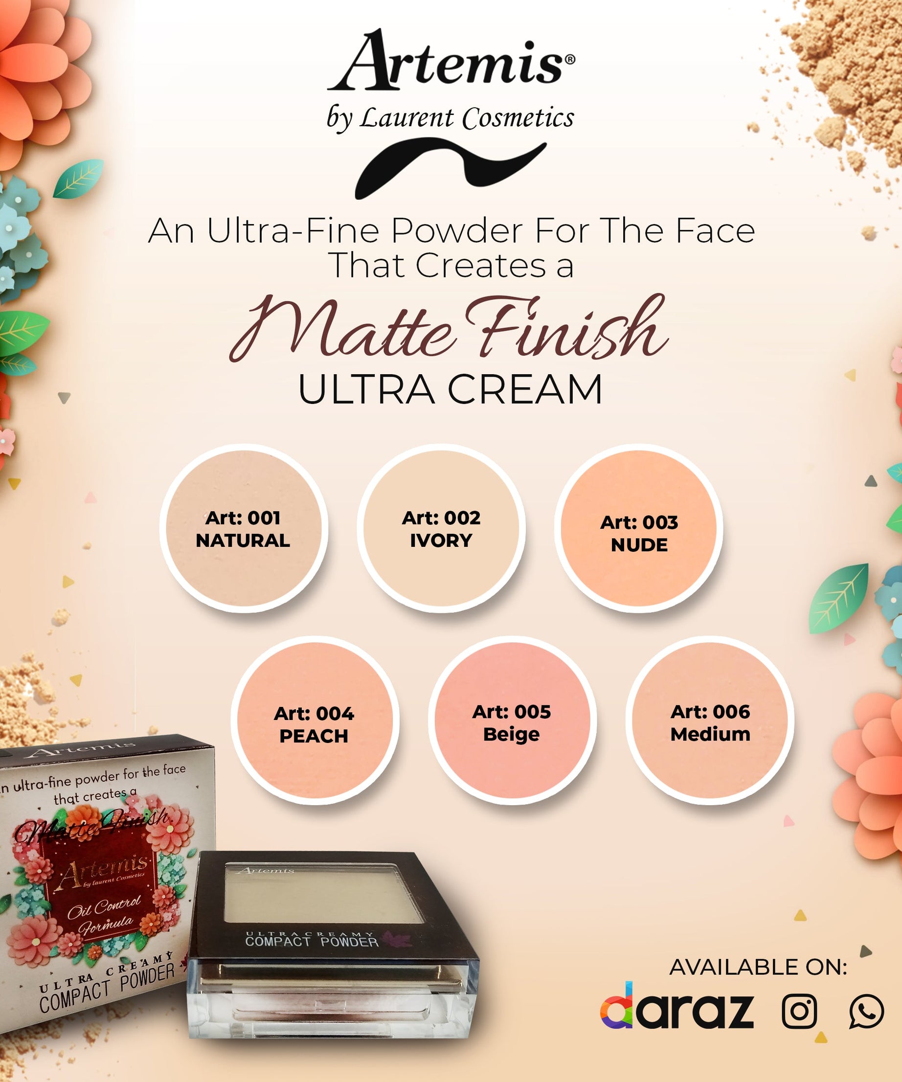 Artemis Compact Powder Shade Card Ultra Creamy Compact Powder