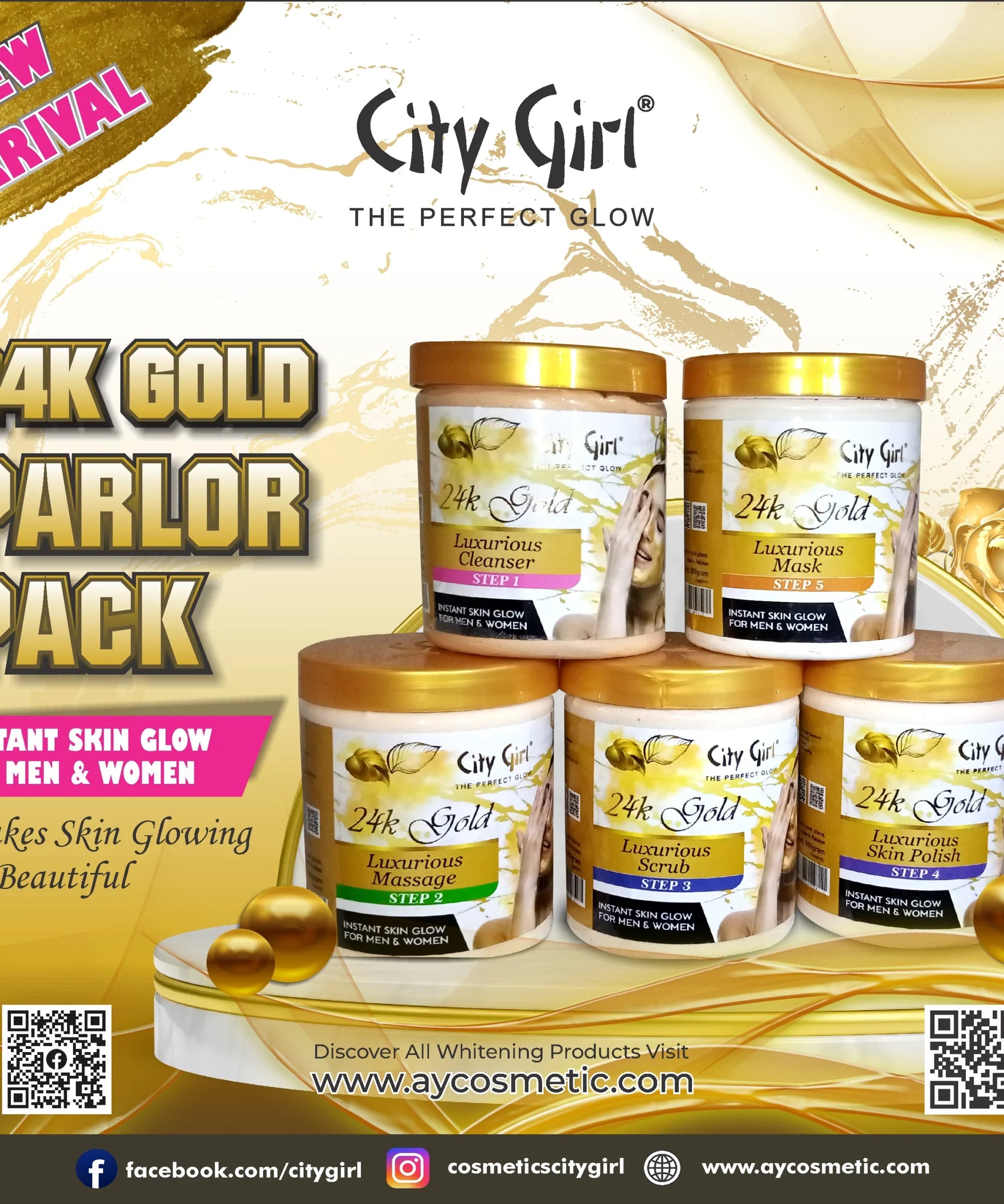 City Girl 24K Gold Facial Jar 500gm Parlor Pack