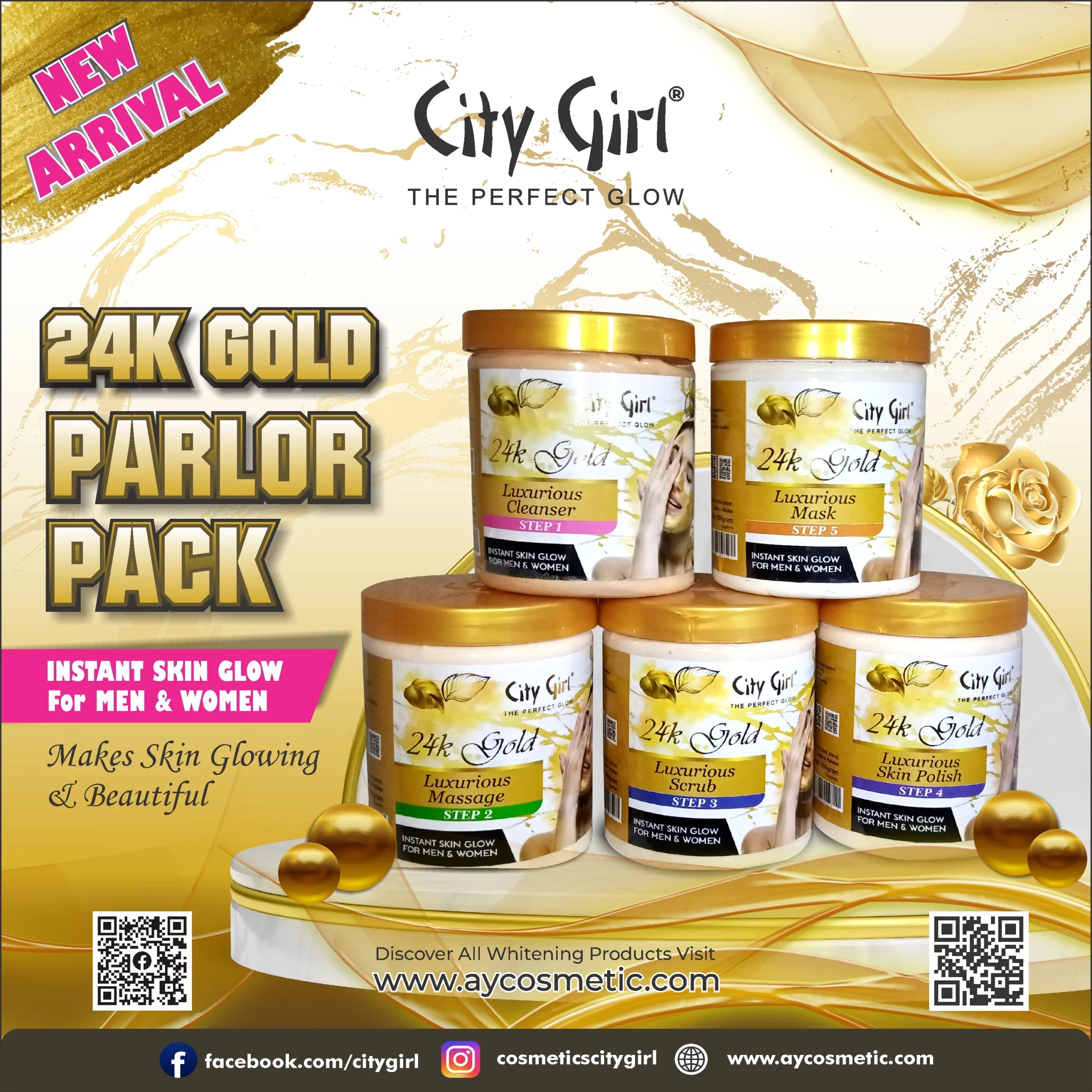 City Girl 24K Gold Facial Jar 500gm Parlor Pack