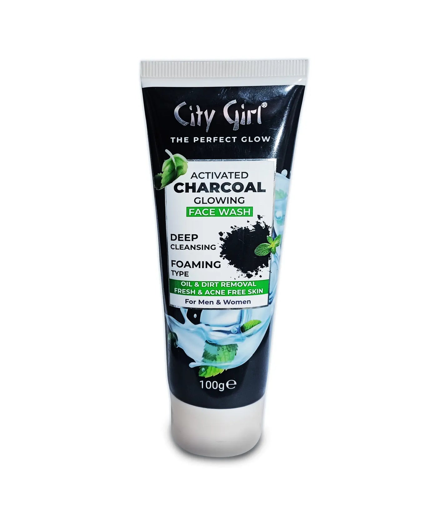Charcoal Facewash, City Girl Charcoal Facewash, Activated, Charcoal, Glowing, Face wash, Deep Cleansing, Foaming Type, Oil & Dirt Removal, For Men & Women