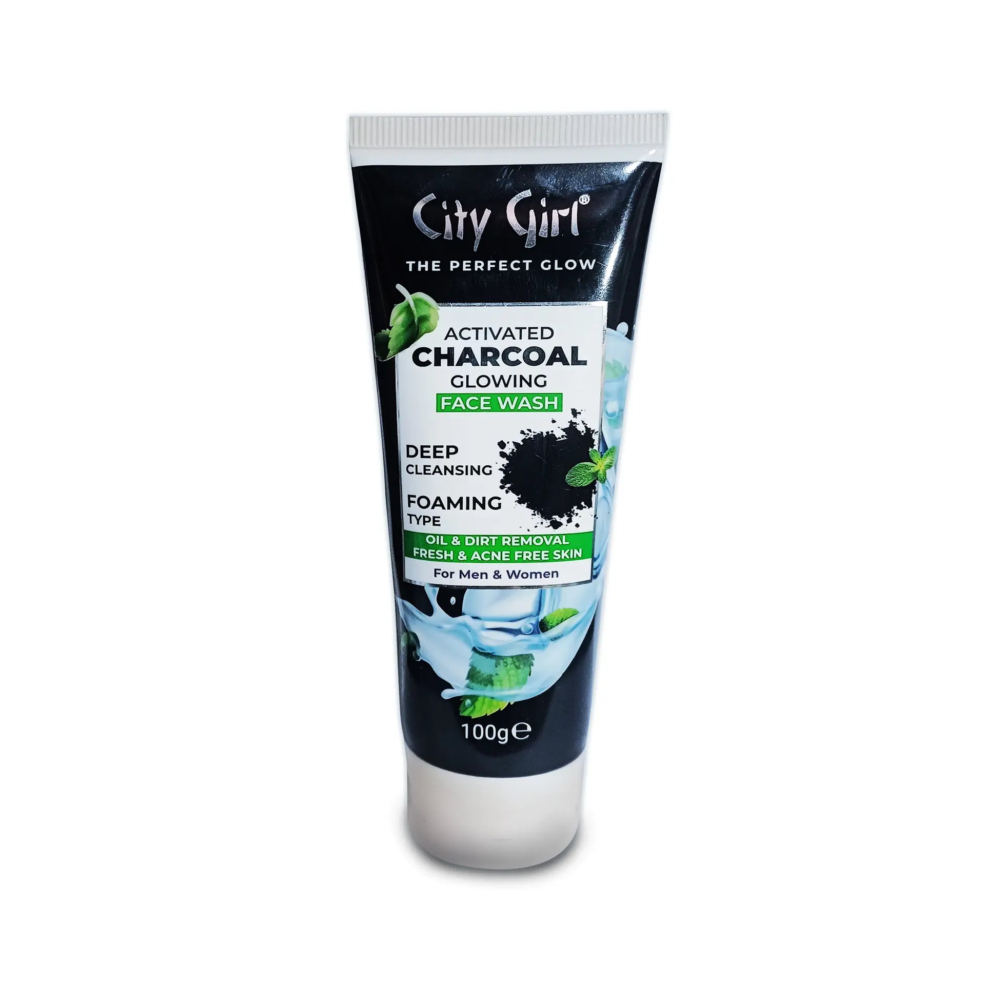 Charcoal Facewash, City Girl Charcoal Facewash, Activated, Charcoal, Glowing, Face wash, Deep Cleansing, Foaming Type, Oil & Dirt Removal, For Men & Women