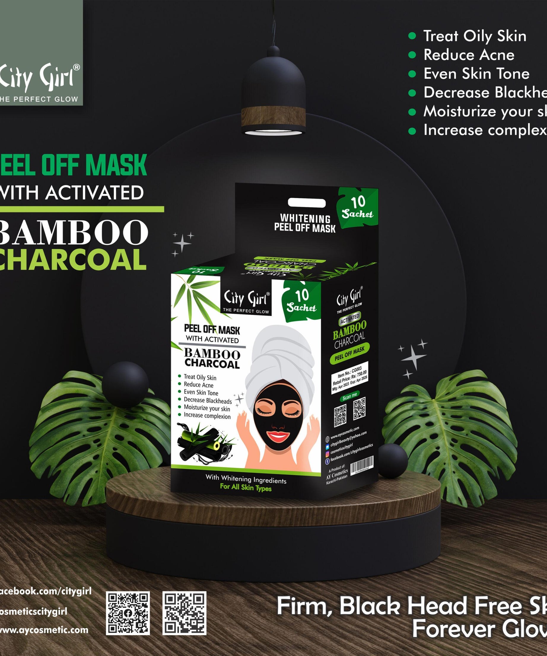 City Girl Charcoal Peel Off Mask Sachet 10pcs Master Box