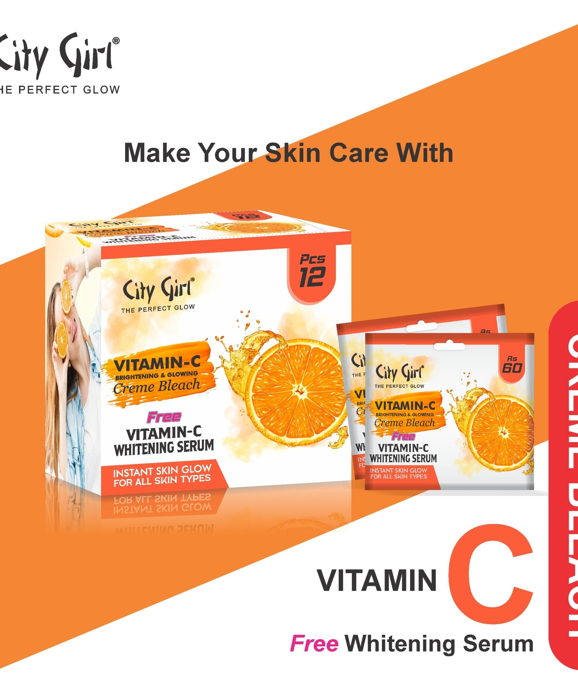 City Girl Vitamin C Bleach Cream, VC Sachet, Vitamin C Sachet, Vitamin C, AY Cosmetics