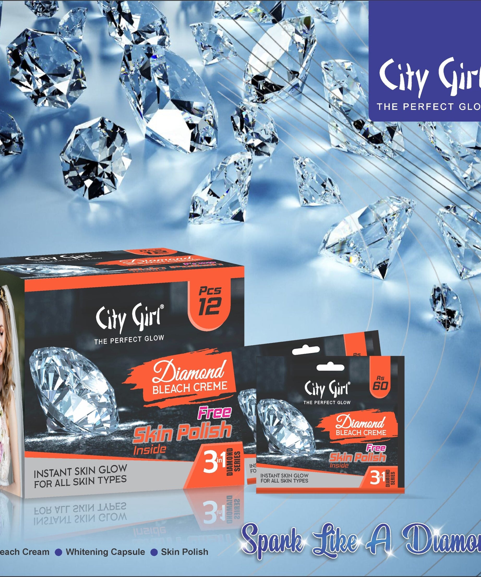 Diamond Bleach Sachet, City Girl, City Girl Diamond Bleach Cream, AY Cosmetics