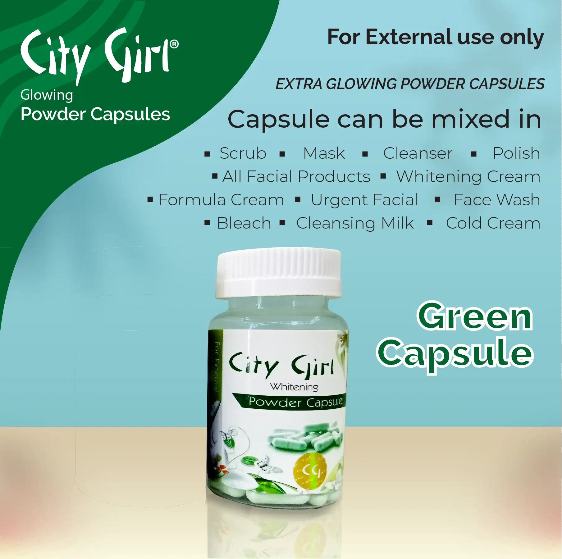 City Girl Green Capsule Jar
