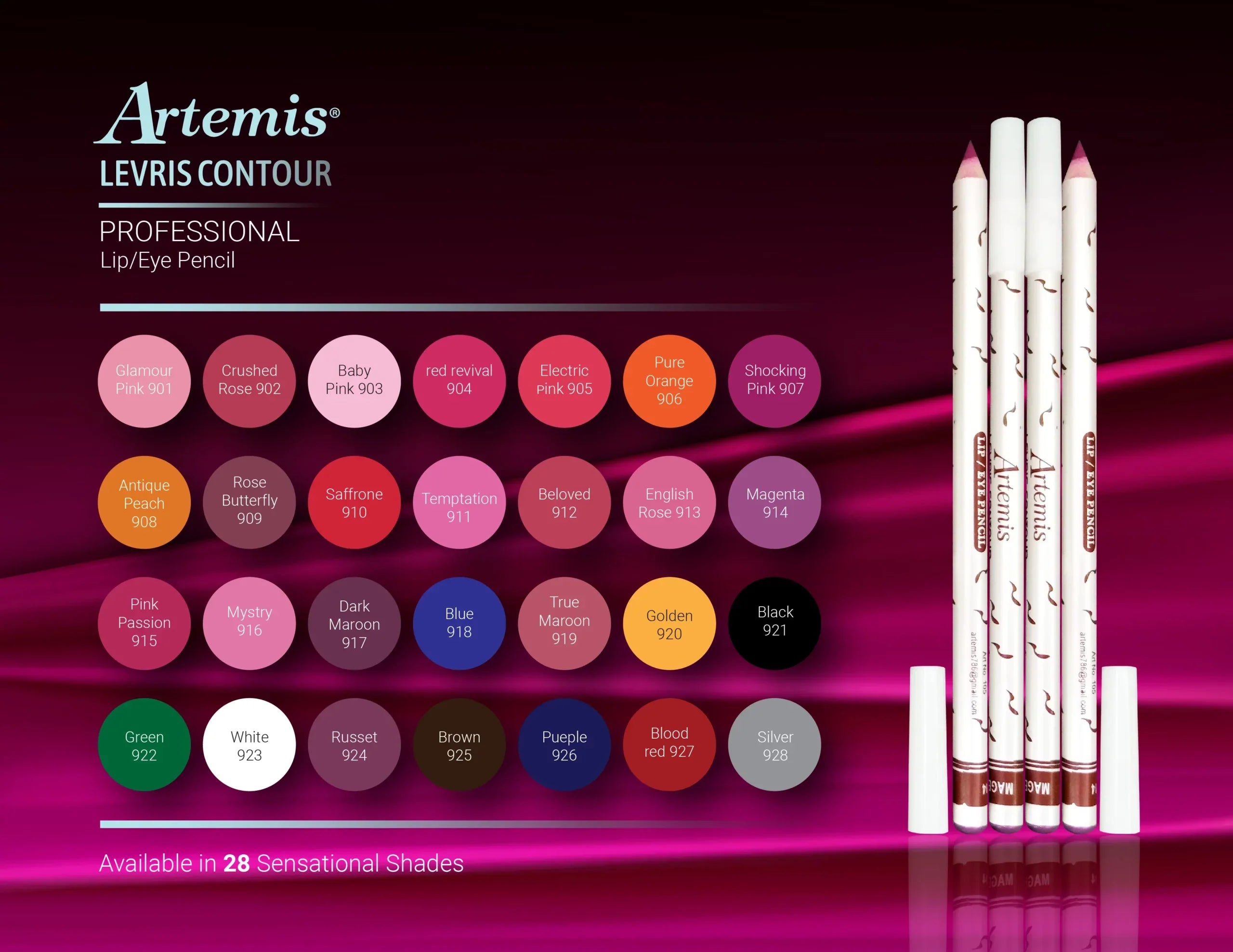 Artemis Lip & Eye Pencil Shades