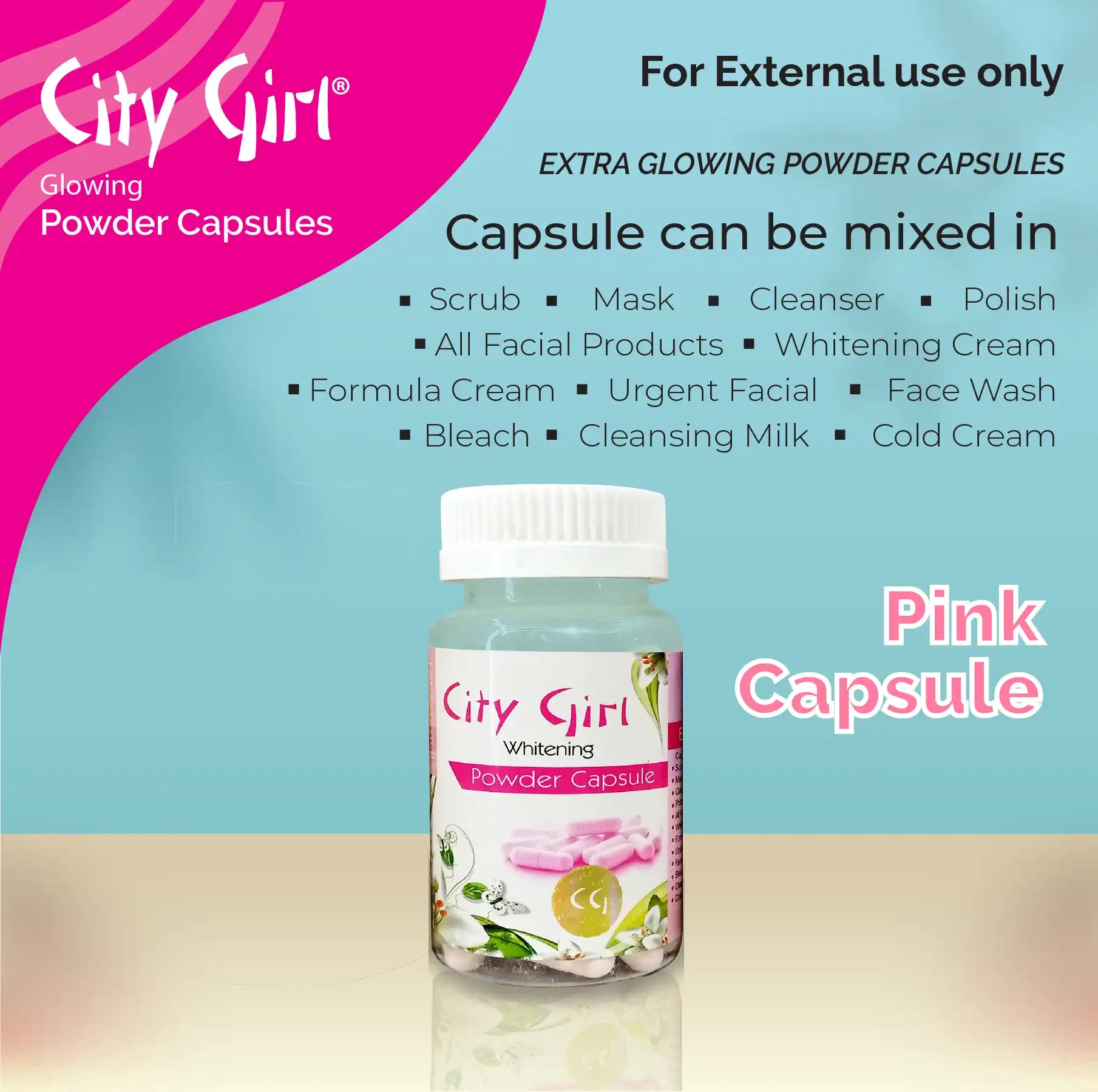City Girl Pink Capsule Jar
