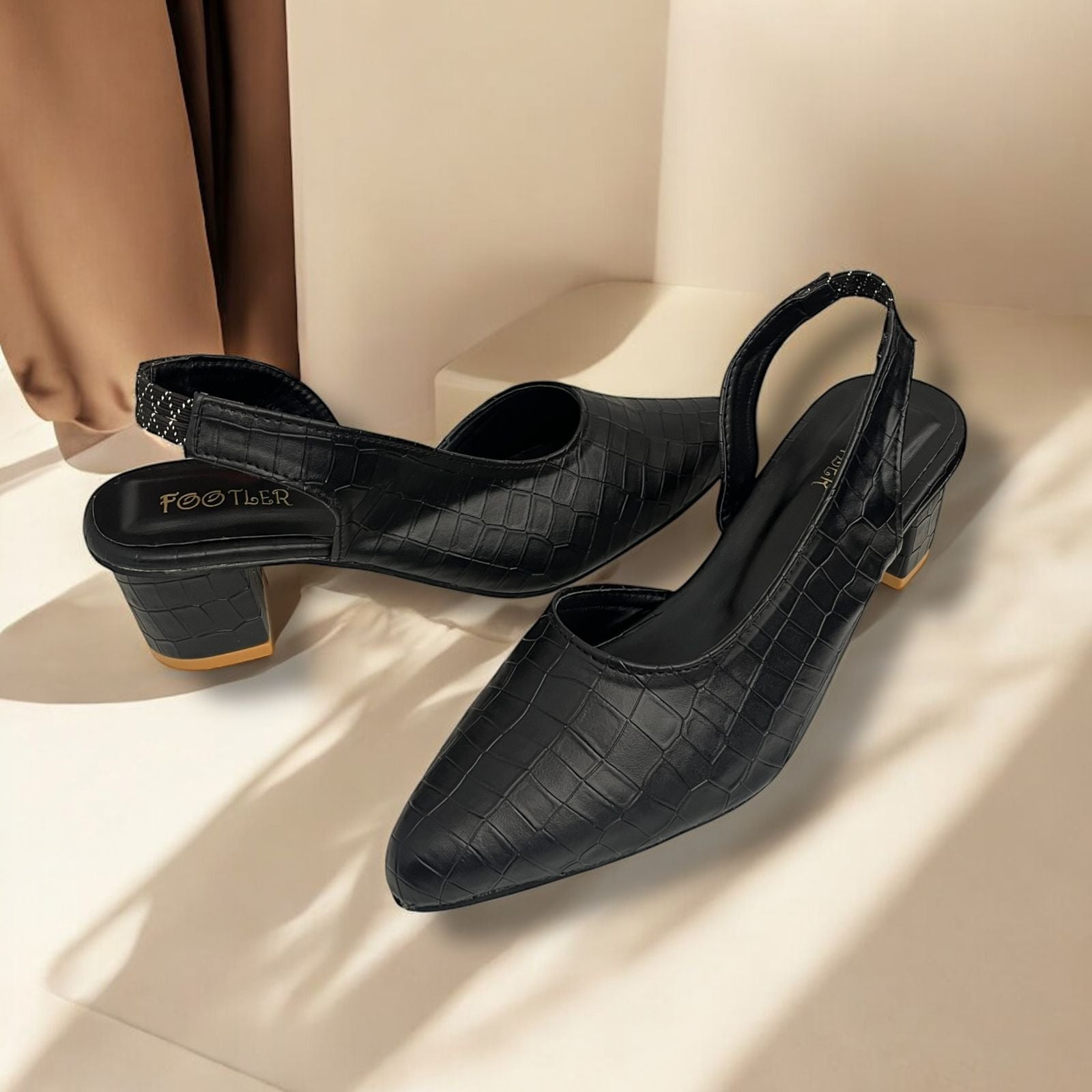 CROCODILE SLINGBACK HEELS