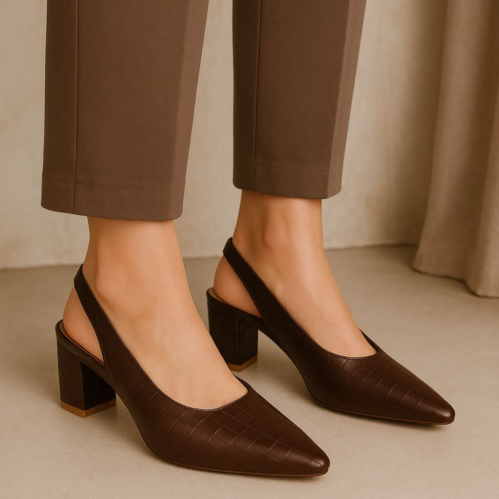 CROCODILE SLINGBACK HEELS